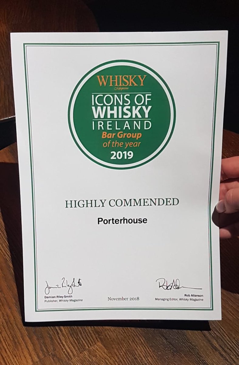 Great night at the Whisky Magazine Awards 🥃✨Delighed to receive the below for our Porterhouse Bars ☺️
