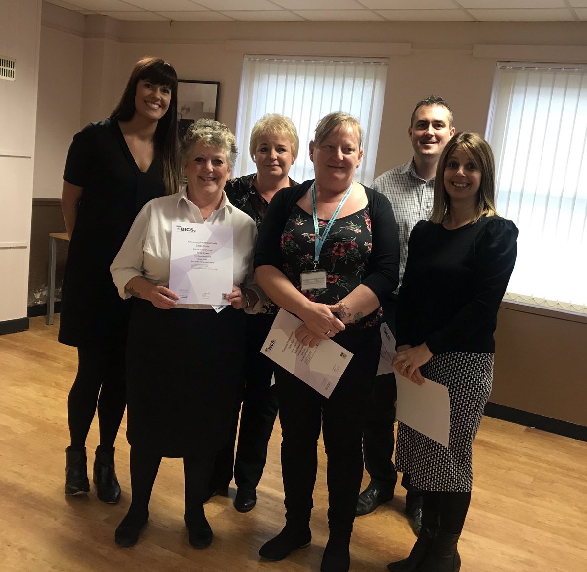 Our Hestia North cleaning managers recovering their certificates from the British institute of cleaning science! @SideBySideSFM @BICS #investinginpeople #engageandinspire #cleaningprofessionals