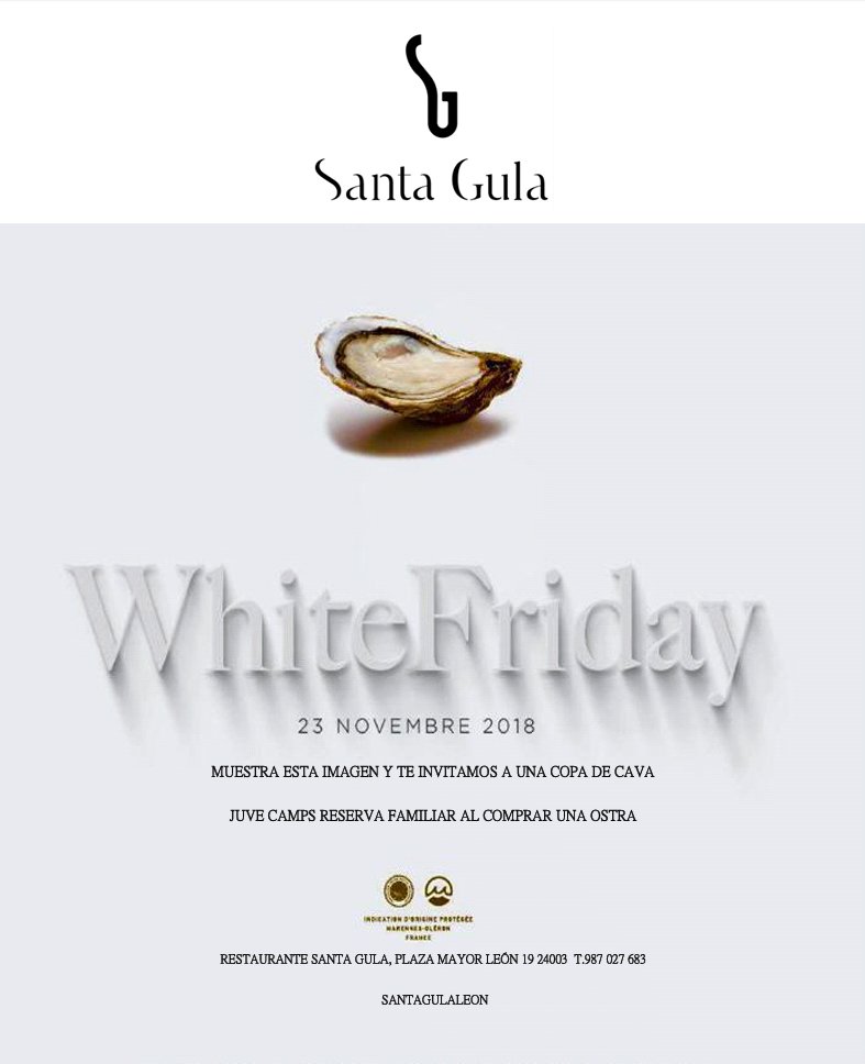 SantaGulaLeon's tweet photo. ¿ Black o White Friday ? ¿ Que te apetece ?

#BlackFriday2018 #santagulaleon #restauranteitaliano #tapas #vino #leonesp #ostra #pasta #plazamayor #pescado #postre @diariodeleon @LeonUPildefe https://t.co/NwmylDhsqE