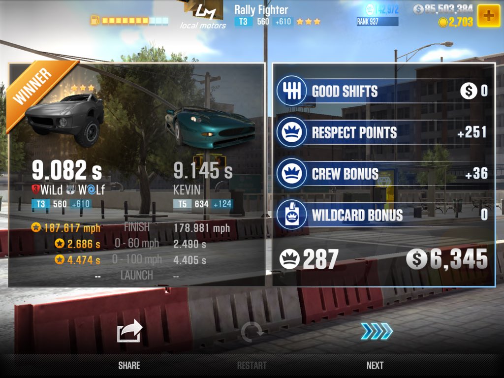 WildWolfCSR2's tweet photo. Very tough Prestige Cup &amp; just squeezed through with 3 Stage 6 parts &amp; 61 fusions #CSR2 @CSRRacing https://t.co/1JbAhW0n1k