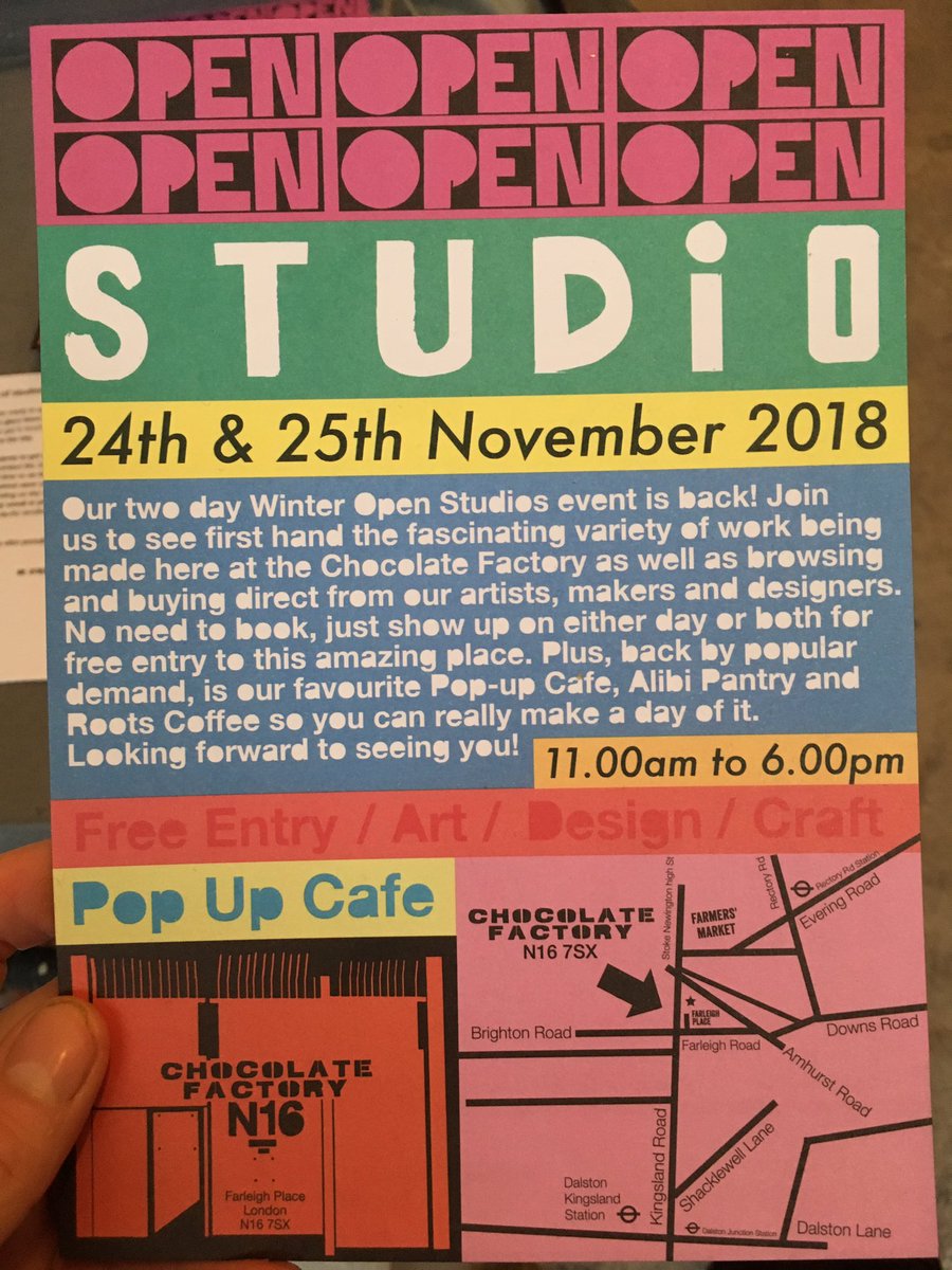 Roll up this weekend and grab some early Christmas gifts. Art, design and crafts open studios in Stoke Newington. Featuring fabulous @JoDaviesCeramic