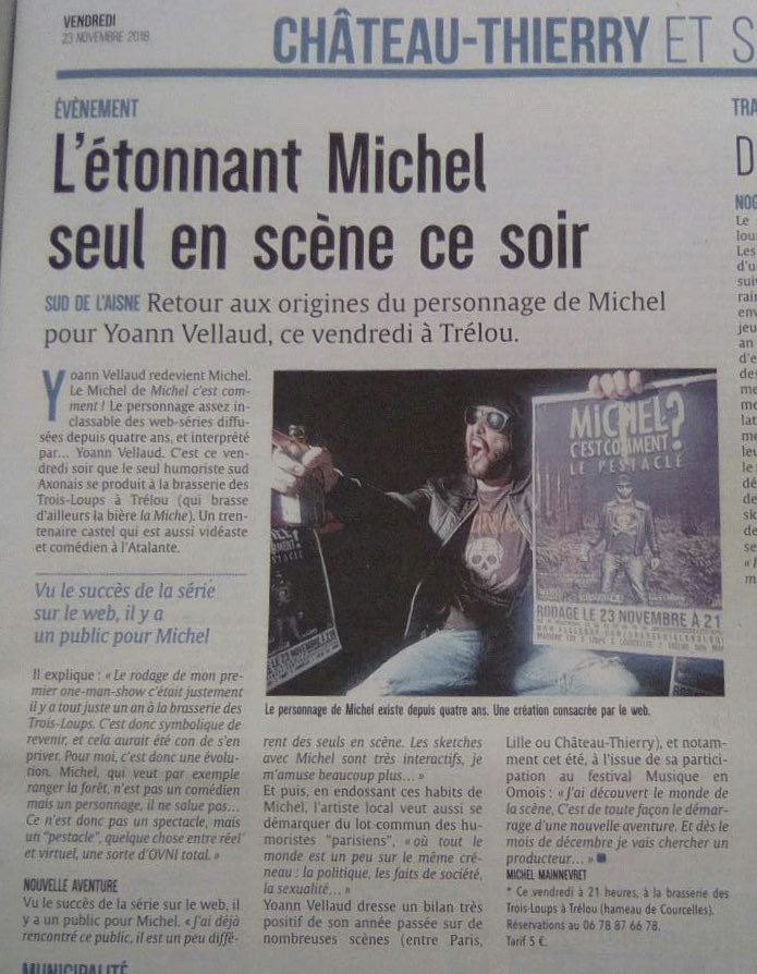🔜 L’étonnant Michel seul en scène ce vendredi soir à Trélou !🍺
#Picardie #HautsDeFrance #SeulenScène #Spectacle 
🗞 lunion.fr/124256/article…