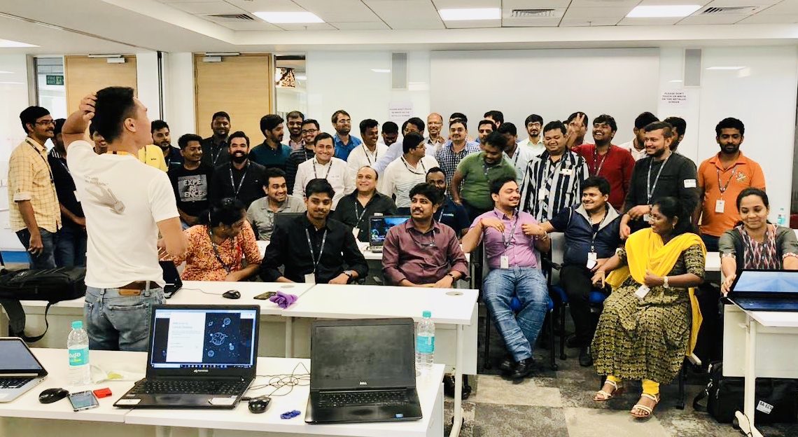 anil_marali's tweet photo. Day 5 of #DigitalTransformation Tech Workshop @SAPIndia Bengaluru; Partners learning about #Chatbots #NLP #Cloud #Foundry #IoT Sensors exercise and presenting to @satishkumarm @jacobahtan @rohithasri ✨ an interesting session for all😀

#SAP #SAPBusinessOne #innovation https://t.co/Jp1ywGJzxs