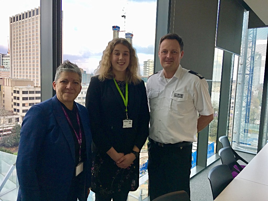 yourcroydon's tweet photo. The 2018 #takeoverchallenge is underway! Kicking things off this week was Charlotte who took on the role of our Chief Executive Jo Negrini. Here they are with Andrew Williams from @LFB_Croydon @young_croydon #chooseyourfuture https://t.co/rtI7H2lBfJ