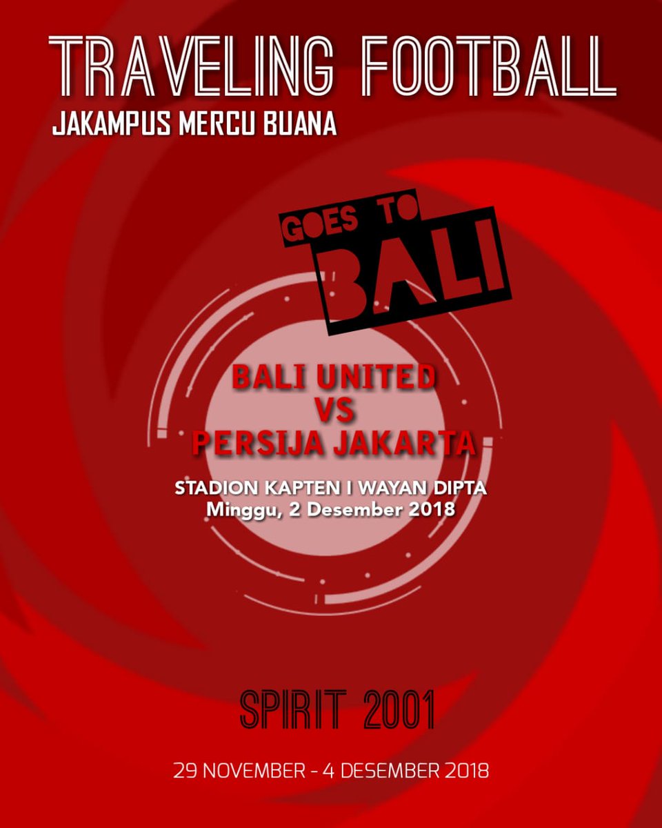 JAKAMPUS MERCU BUANA GOES TO BALI !

*29 november 2018 s/d
4 Desember 2018

Biaya : 700k
include : 
- Transport PP jalur darat (kereta + excecutive mini bus)
- Tiket pertandingan
- Makan 2x di Bali
- Penginapan
- 3 point
- Wisata

Hub : 082138931928

*seat terbatas