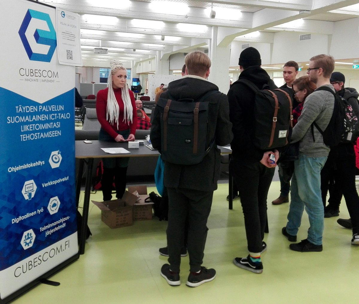 CubescomGroup's tweet image. @CubescomGroup mukana #digimatch III-tapahtumassa uudella @LAMKfi kampusalueella. Tervetuloa tutustumaan pisteellemme sekä pelaamaan jännittävää peliä, jossa huikeat palkinnot :)