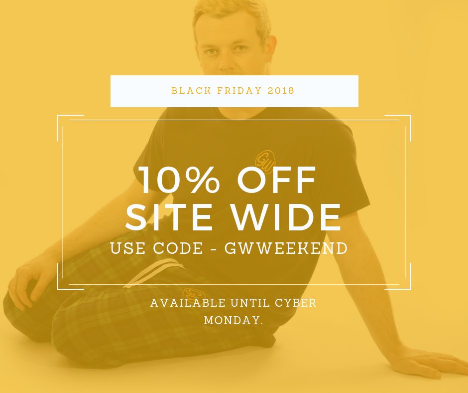 GaryAWales's tweet photo. To celebrate Black Friday and Cyber Monday, we’re offering
10% off https://t.co/EPxRo6WGio*

That’s four full days of saving-goodness!

Enter coupon code

GWWEEKEND 

at checkout, and enjoy.
#FridayFeeling #blackfridaysale #CyberMonday #BlackFridayDeals #sale #discount #pajamas https://t.co/Iqk9KYCvJR