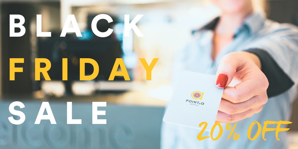 It's Black Friday! (in case you didn't notice) Get 20% off Point A Hotel stays between 16th Dec 2018 - 28th Feb 2019 *excluding 31st Dec 2018. Use promo code BF20 and book direct at pointahotels.com