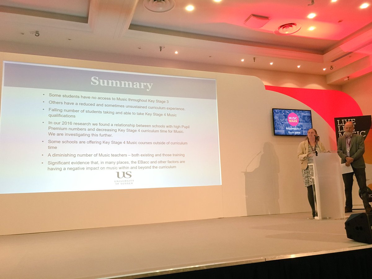 Some students have no access to music at KS3. It is by chance they receive it.

Reduced and unsustainable curriculum, shrinking cohort of students and a diminishing number of music teachers. 

Now is the time for us to pull together to sustain music in schools.

- <a href="/AllyDaubney/">Dr Ally Daubney</a>