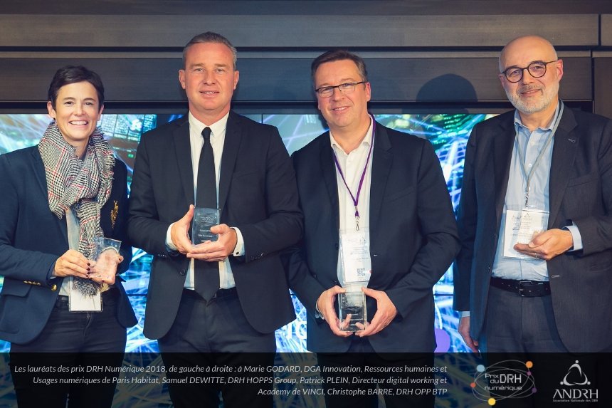 ANDRH_Officiel's tweet photo. [Communiqué de presse] Retrouvez les lauréats du prix du DRH numérique 2018 ! 🏆 #DRHNum2018 #Transformation #TransfoNum
👉https://t.co/brmIEvMty6
@DewitteSamuel / @Hoppsrecrute ; @ch_barre / @preventionbtp  ; @Mariegodardlb / @Paris_Habitat ; @PatrickPlein / @VINCI_fr https://t.co/TXVOC1JzD4