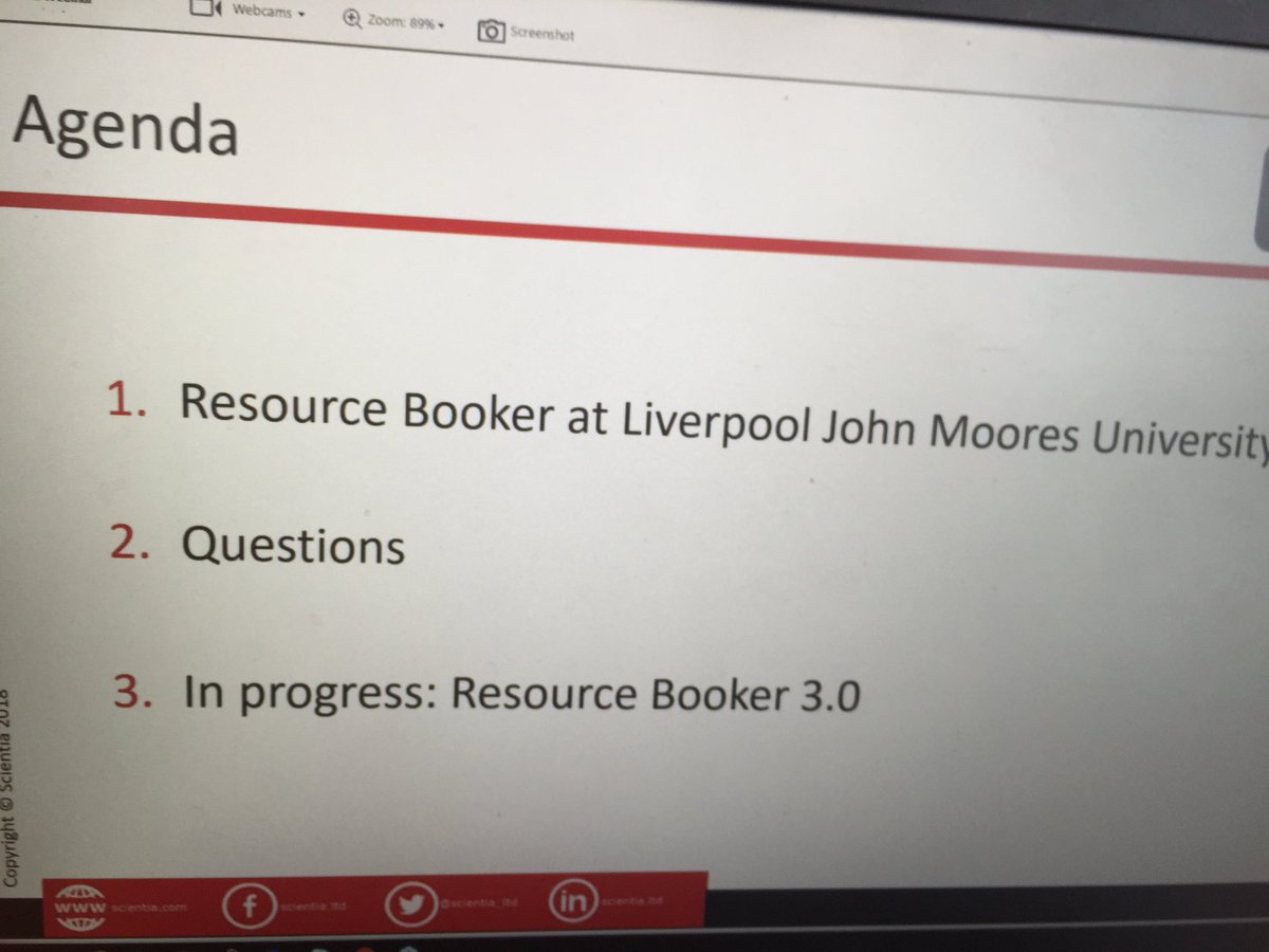 And we are live with <a href="/LJMU/">Liverpool John Moores University</a> on our webinar today discussing their #Resource Booker journey. Great to have our users join us in the conversation.