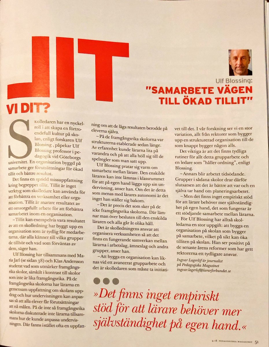 ForskarBlossing's tweet image. Läs vad jag, och många andra, säger om tillit i nya numret av Pedagogiska magasinet.