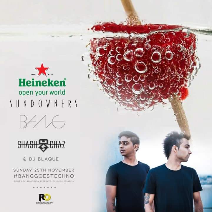 We’ve got one hell of a Sunday planned for you! 
#BANGGOESTECHNO with Shash &amp; Chaz!
You don’t wanna miss this #SundaySundowner.