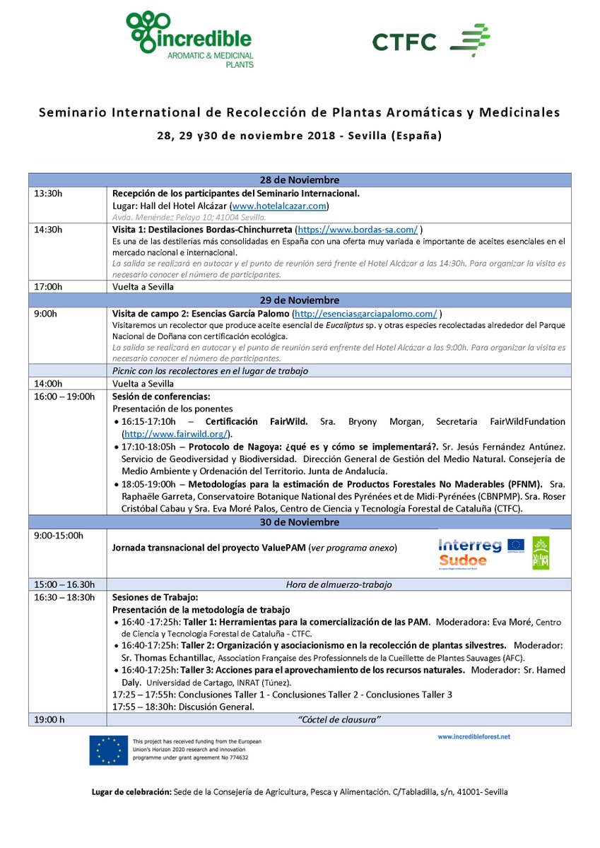 valuepam's tweet photo. De forma complementaria a la jornada de cierre del proyecto ValuePAM, el Proyecto H2020 INCREDIBLE celebra en Sevilla una jornadas, en las que también podéis participar. Adjuntamos el programa. https://t.co/hN3yTk4Ntj