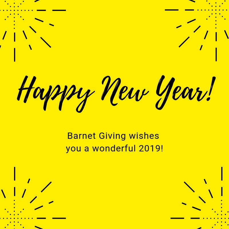 BarnetGiving's tweet photo. Happy New Year from Barnet Giving! We wish you a fantastic 2019 and hope you have a brilliant year.

#NewYear #Barnet #Celebrate https://t.co/dI0rAqZ3Ma