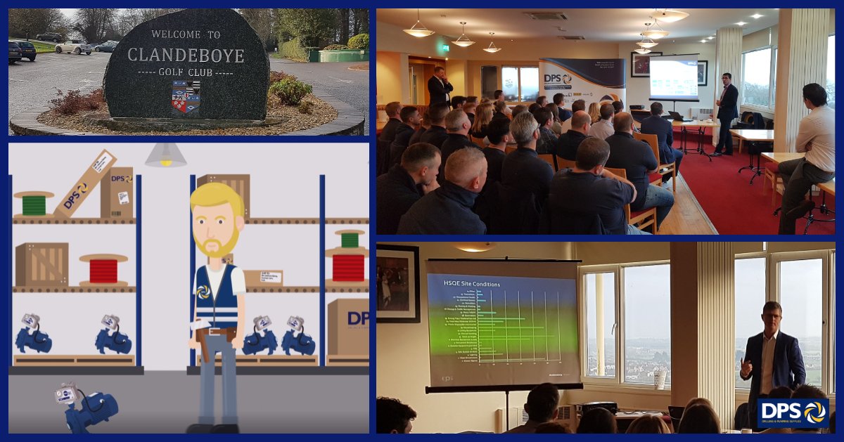DPS_Water's tweet photo. Terrific turnout for our company overview & H&S workshop @ClandeboyeGC. David Jamshidi, Gareth Wilson, Austin Kennedy, @shauncstevens & Group Contracts Director John Lynch addressed the team & consulting partners on our Group H&S culture. #ThinkSafeWorkSafeBeSafe https://t.co/evon5BIONa
