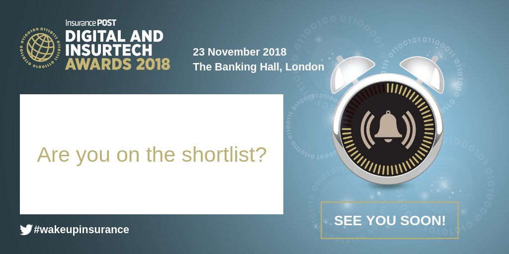 Insurance_Post's tweet photo. Looking forward to the Digital & InsurTech Awards today? tweet with the hashtag #wakeupinsurance and let us know! https://t.co/sEyc1q4nK4 https://t.co/f65PA2A8Uu