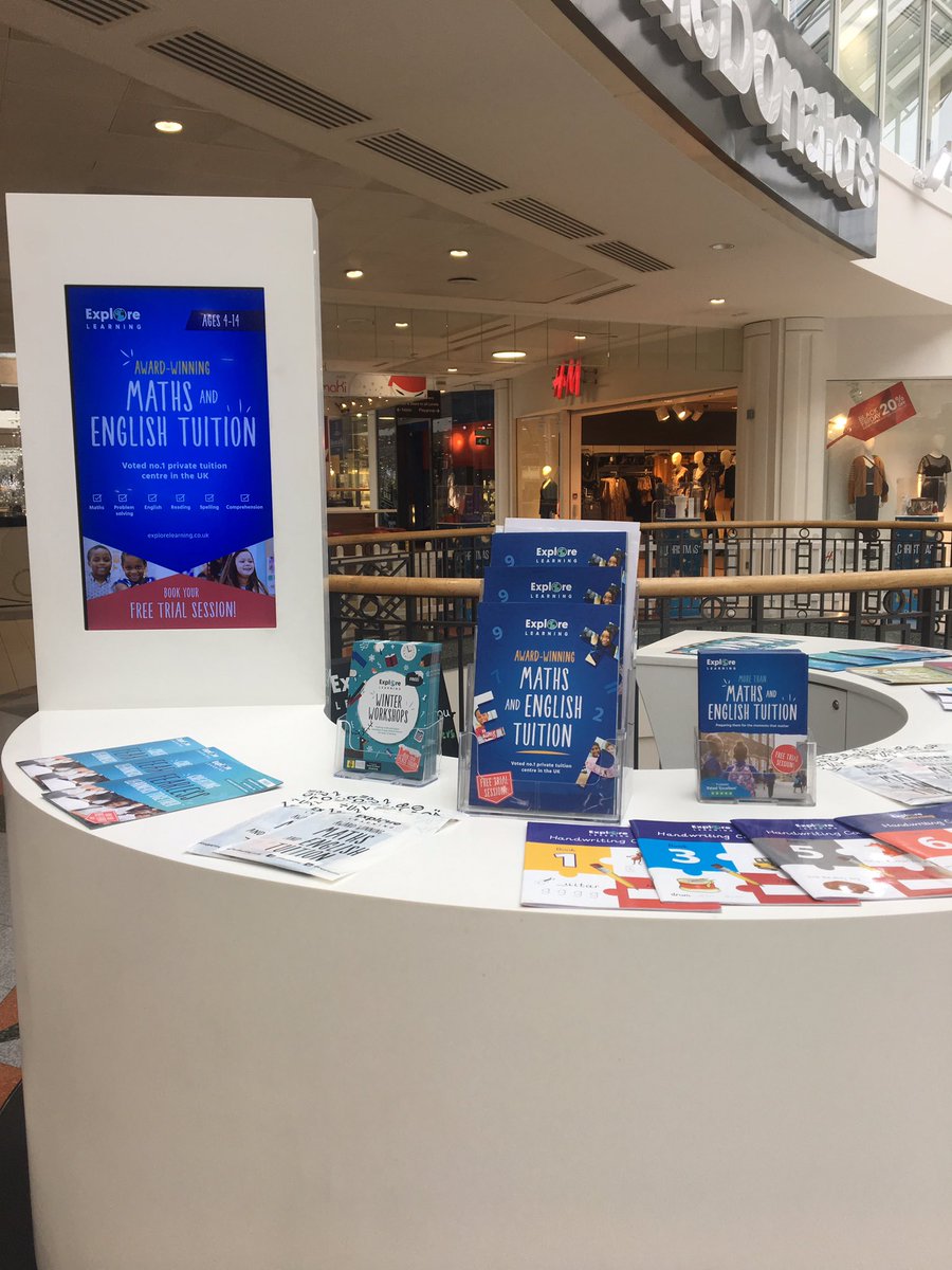 jonnybyard's tweet photo. For one day only we are in @CentreCourtShop spreading the word about our award winning maths &amp; English tuition @exploretutors #merton #collierswood #fearlesslearners https://t.co/azGNk5WmIe