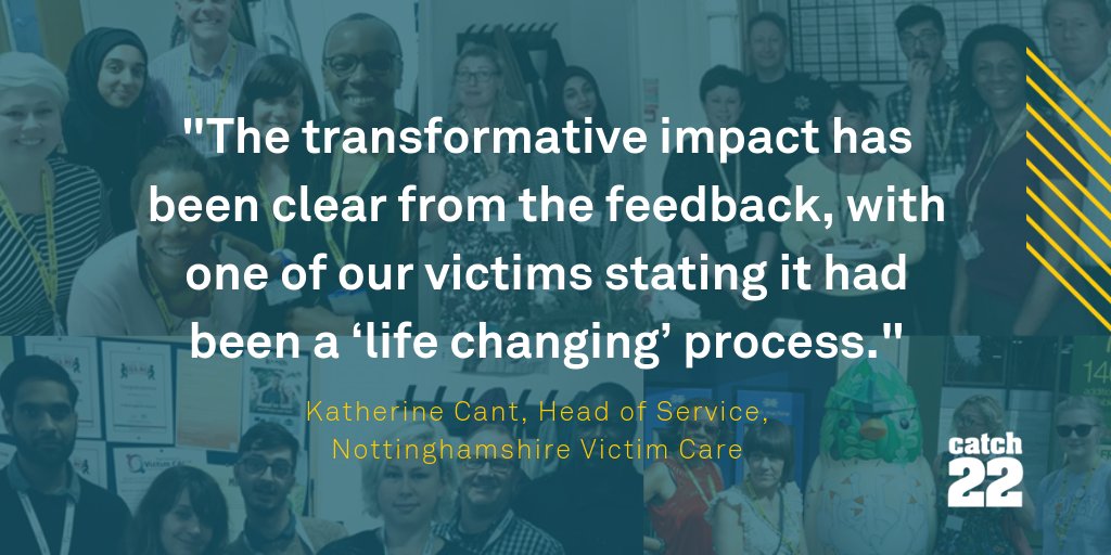 Catch22's tweet photo. Earlier this year our @NottsVictimCARE were awarded the Restorative Services Quality Mark by @RJCouncil. Head of Service @KatherineGMCant blogs about what this means for the team, and victims of crime in Nottinghamshire: https://t.co/zxt3SiPwiG #RJWeek18 https://t.co/h8I9j0vCQo