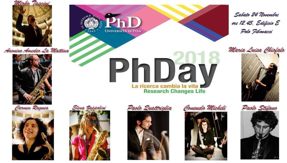 Orchestra_Unipi's tweet photo. Rammentiamo l’appuntamento di domani per il PhDay 2018! La nostra ensemble di sax vi aspetta alle ore 12:45 nell’Aula Magna dell’Edificio E del Polo Fibonacci! 

Impossibile mancare! 🎷🎷🎷🥁🎶🎵

#PhDay #orchestraunipi8 #sax https://t.co/ZMQfQRl9GQ