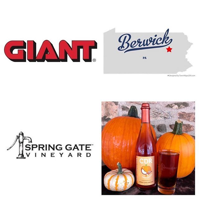 springgatewine's tweet photo. Select SpringGate wines now available at the Berwick, PA @giantfoodstores including our Pumpkin Spice Cider! #springgate #springgatevineyard #berwickpa #giantfoodstores https://t.co/4UJ5ihB7fK https://t.co/yI87D4yQr2
