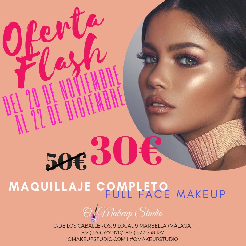 omakeupstudio's tweet photo. Desde ahora y hasta el 22 de Diciembre los maquillajes FULL FACE por 30€!!! Aprovecha esta #SUPEROFERTA!!🤩From now until December 22 the makeup full face for €30!!! Take advantage of this #SUPEROFFER!!🤩
#marbella #maquilladoramarbella #marbellabeauty #marbs #happychristmas https://t.co/y71FHpNAD7