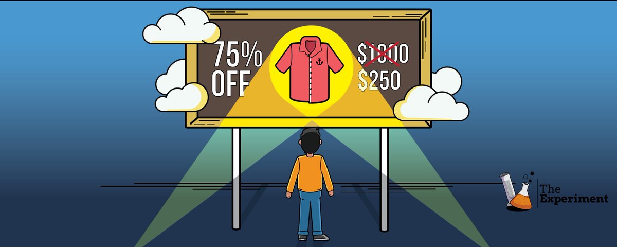 minstrelman91's tweet photo. In honor of Black Friday, I present to you the Anchoring Effect. It is the cognitive biases that helps us form a view of what is a good price. It can be either a positive or dark design pattern, so use it responsibly. #Blackfridayshopping #blackfridaysale #behavioraleconomics https://t.co/dOzW1oBWly