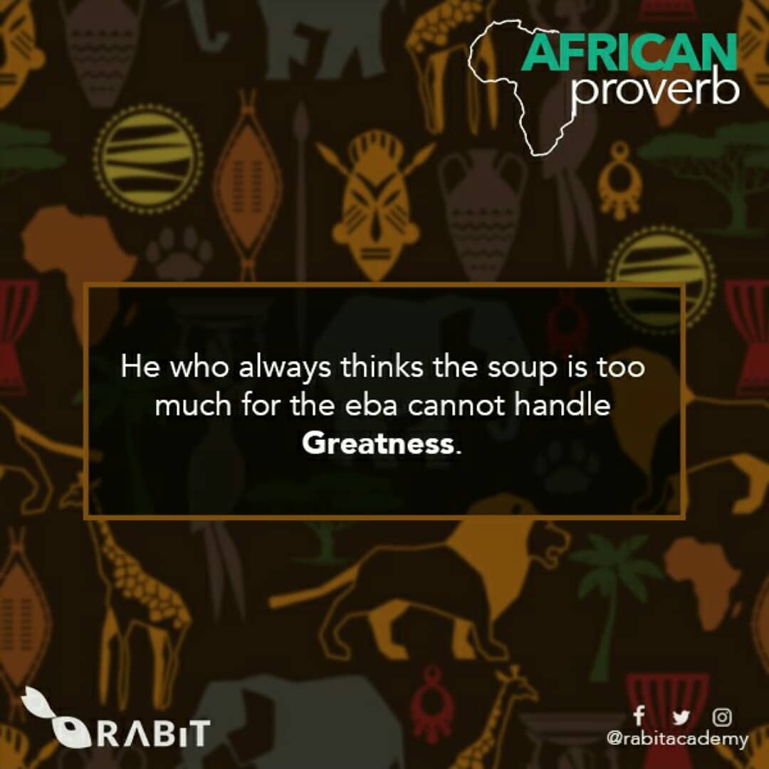 rabitacademy's tweet photo. So we stumbled on another proverb from  our African Fathers😆😅😆😅.

Tell us an African proverb you find funny. 

Lets have some fun, it's Friday💃😄
#RABIT 
#africanproverbs 
#friday #fun #funny #laugh #africa https://t.co/CwdCYb047L
