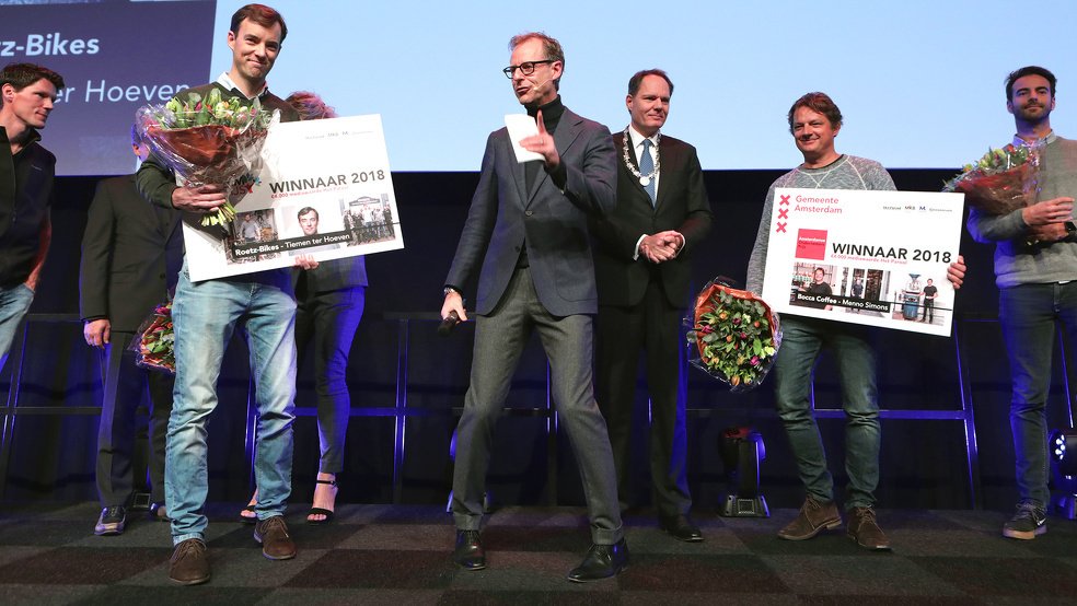 Bocca Coffee winnaar Amsterdamse Ondernemersprijs, Roetz-Bikes wint DAM Prijs. <a href="/boccacoffee/">Bocca Coffee</a>  <a href="/RoetzBikes/">Roetz Bikes</a>  #WvdO #WeekvandeOndernemer ▶ bit.ly/2qZYXEb