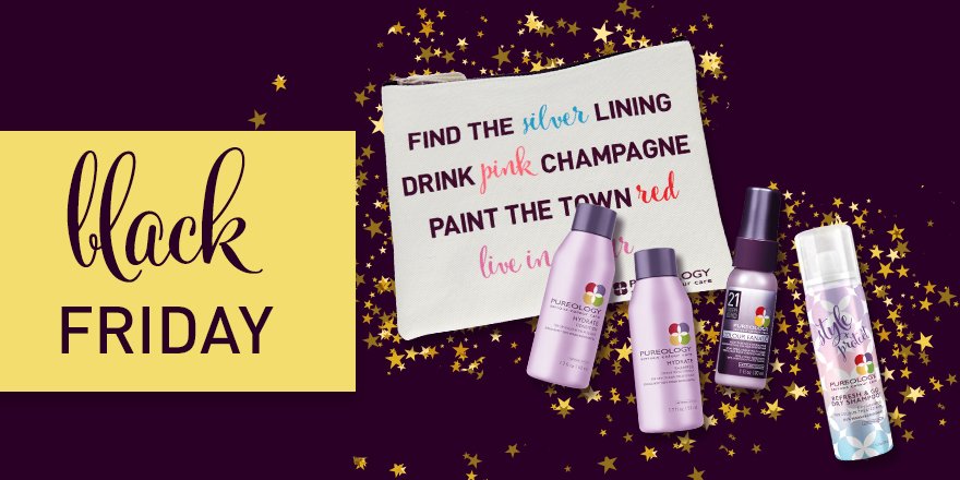 Black Friday exclusive - free 5-piece gift 🎁 with Pureology.Com orders $50+! Use code PURETHANKS at checkout: bit.ly/2OWCFwN #BlackFriday2018