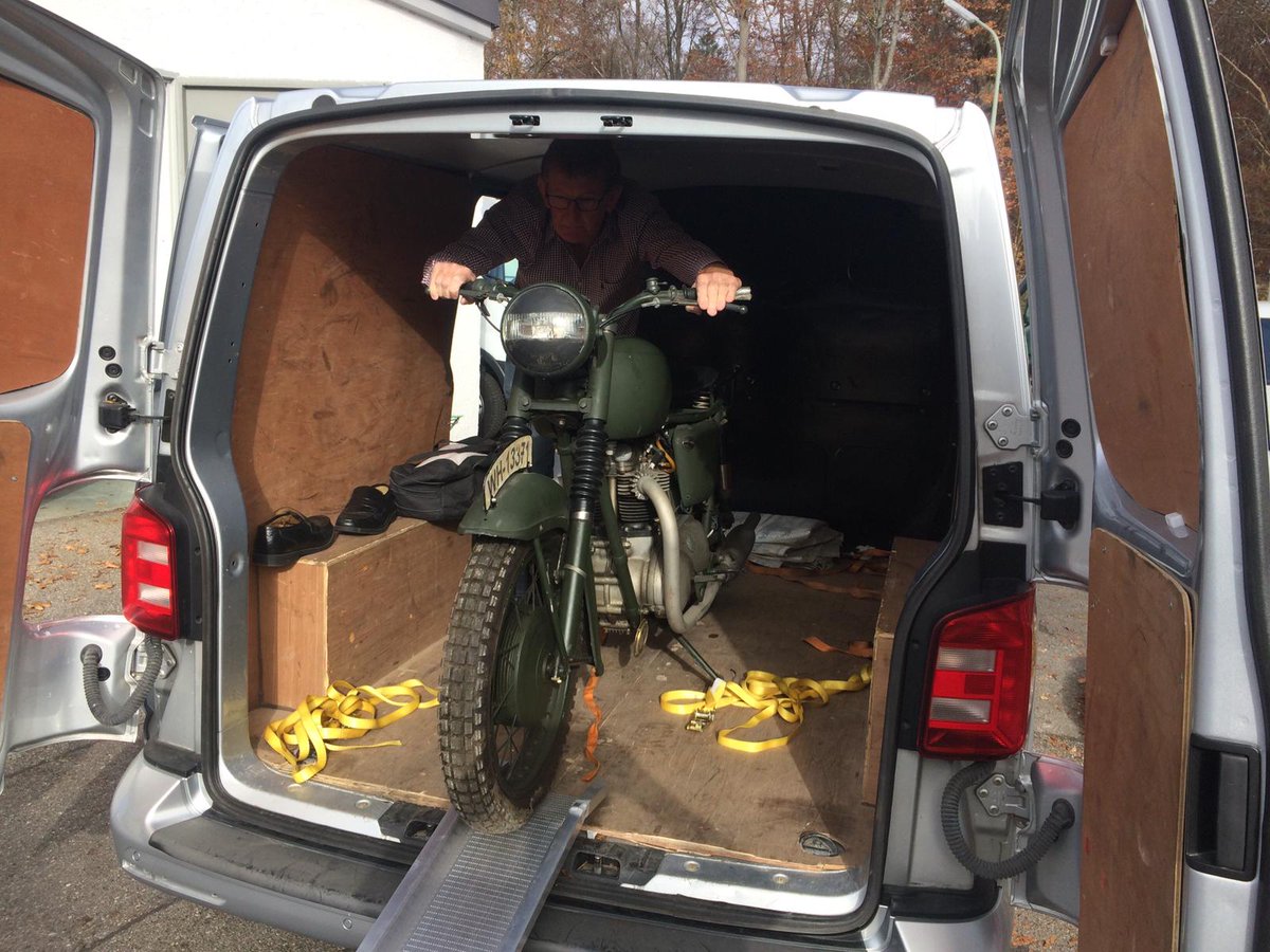 GoQVH's tweet photo. Queensbury Van Hire Helping Transport the original Motorbike from The Great Escape to Germany for a film event!
Call to book your van on: 01422 361436 https://t.co/VDNYq6PnQv