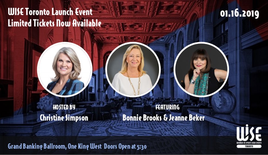 WISE Toronto (@wisetoronto) on Twitter photo Put Jan 16th in your calendar! Gracing the stage at our inaugural event, will be none other than living legends Bonnie Brooks & <a href="/Jeanne_Beker/">Jeanne Beker</a> hosted by the very talented @SNChrisSimpson. Visit wisetoronto.org to save your seat!#SpeakerReveal #WISEToronto #limitedtickets Put Jan 16th in your calendar! Gracing the stage at our inaugural event, will be none other than living legends Bonnie Brooks & <a href="/Jeanne_Beker/">Jeanne Beker</a> hosted by the very talented @SNChrisSimpson. Visit wisetoronto.org to save your seat!#SpeakerReveal #WISEToronto #limitedtickets