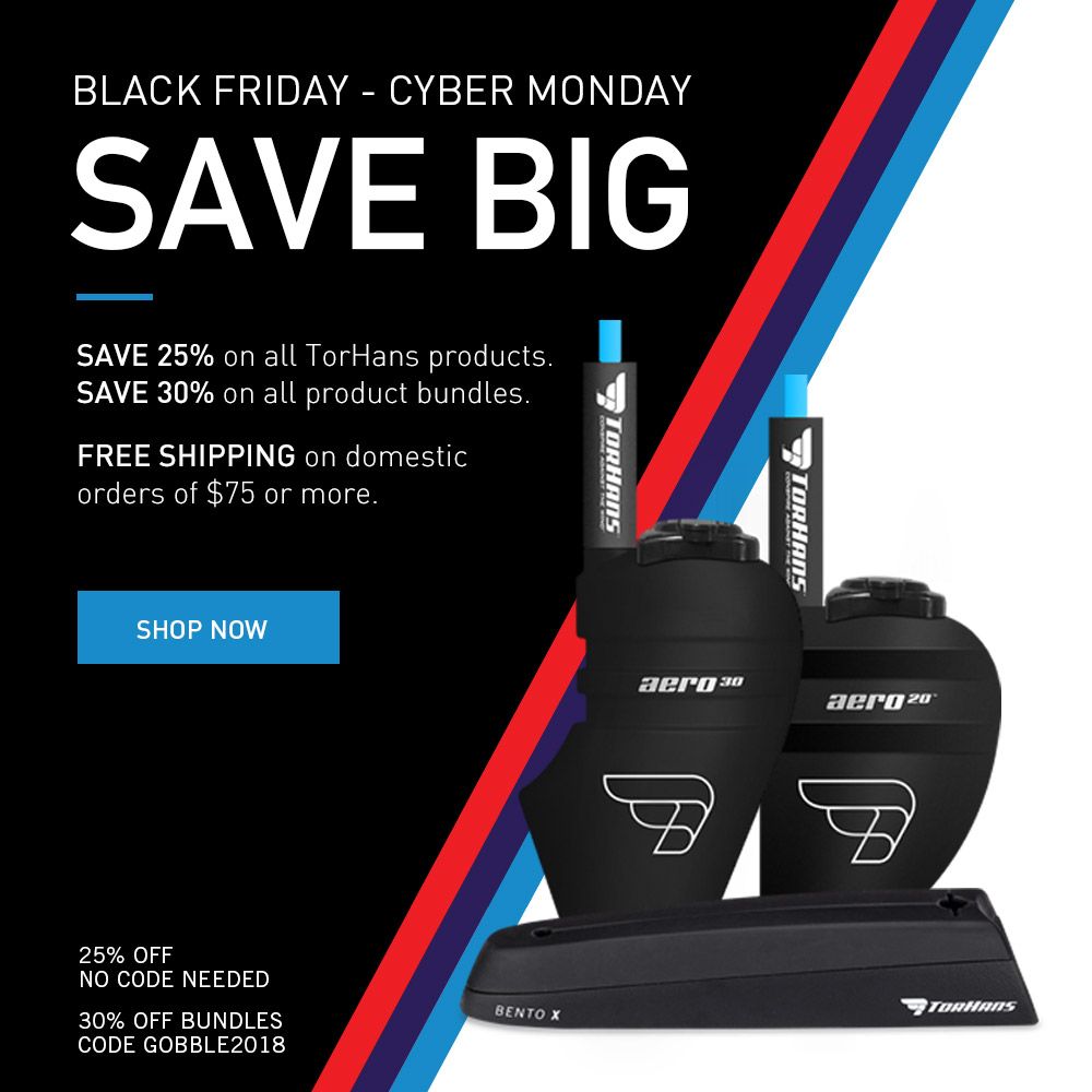 Now is your chance to pick up any TorHans product at big savings. Everything is currently on sale for 25% off including our AeroZ, AERO30, Bento X and more. Save 30% on the new product bundles by using coupon code GOBBLE2018 during the checkout process. buff.ly/2K3On85