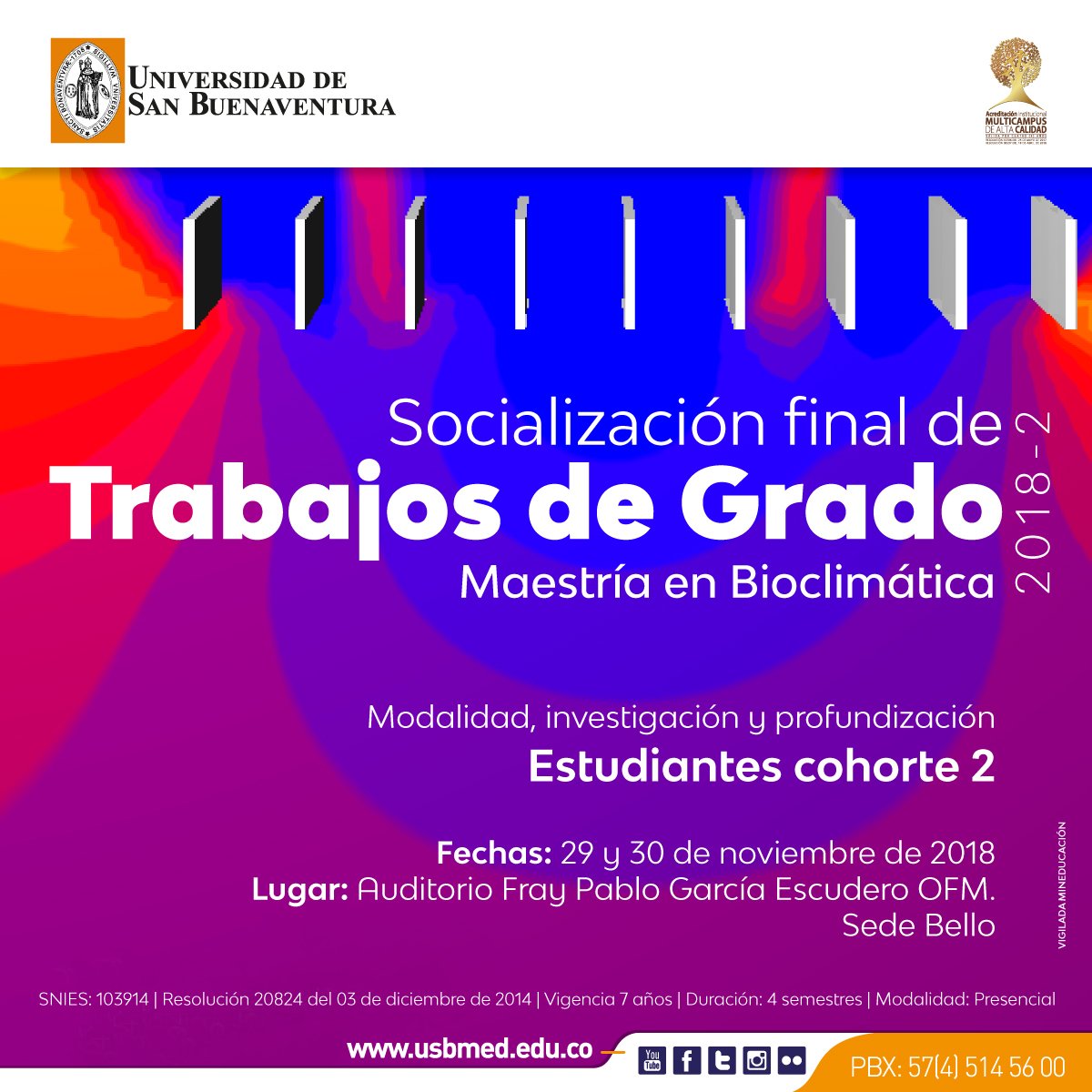 USBmed's tweet photo. La segunda coherte de la Maestría en #Bioclimática está próxima a presentar la socialización de trabajo de grados 😱 Te invitamos a que nos acompañes a conocer sus experiencias. #EventosUSBMed https://t.co/fIM8ELA7HV