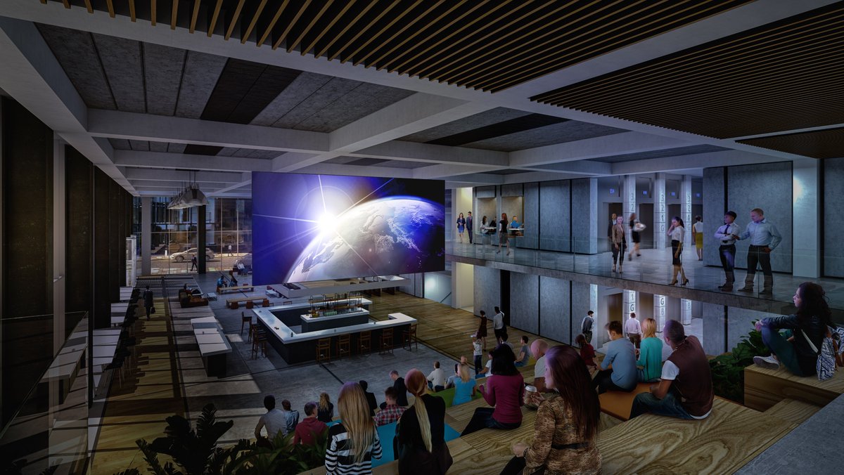 #TheGrid’s oversized stairs and multi-use reception have been designed to double as an auditorium - the perfect setting for staff meetings, client presentations – and even the occasional movie evening.tinyurl.com/y72xs9a3