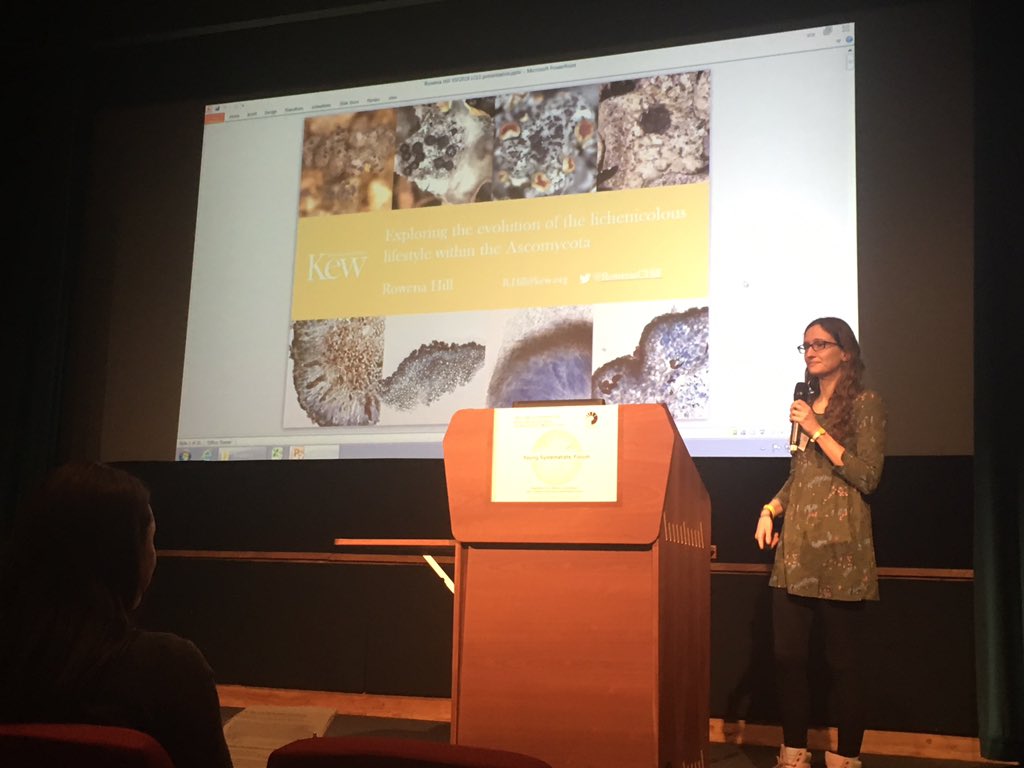 Hairy_Llama's tweet photo. Rowena Hill explores the evolution of Lichenicolous fungi (fungi that grow obligately on Lichens) #2018YSF @NHM_London @SystAssn #YSF2018 https://t.co/8OenatT4fB