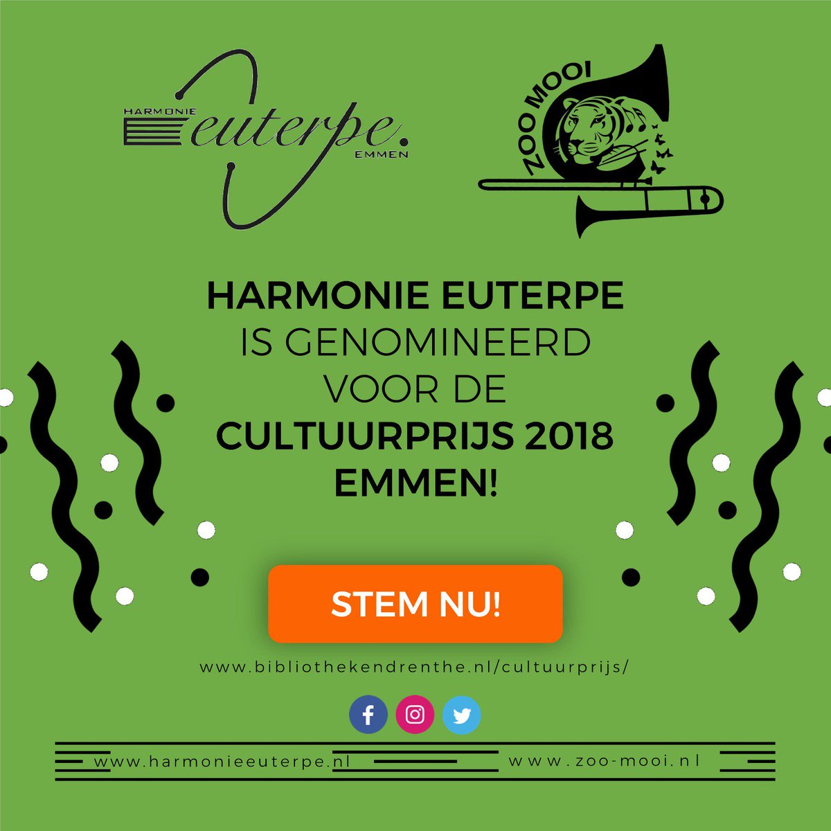 Trots!! Stem jij ook op ons?
#Emmen #cultuurprijs #zoomooi #euterpeemmen #trots