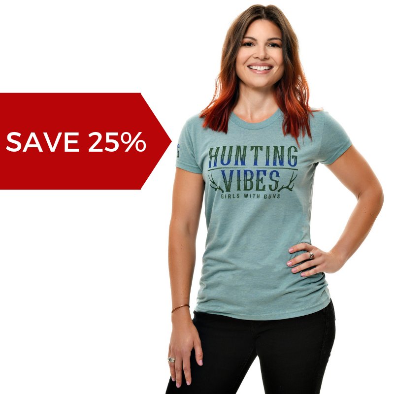 GirlswthGuns's tweet image. #BlackFriday - save up to 25% on select brand wear like this #HuntingVibes Tee!  Click the link in our bio to check out all of the specials, with a combined savings of over $300! #girlswithguns #girlswithgunsclothing #girlsthathunt#sale#blackfridaysale#shopping #blackfridaydeals