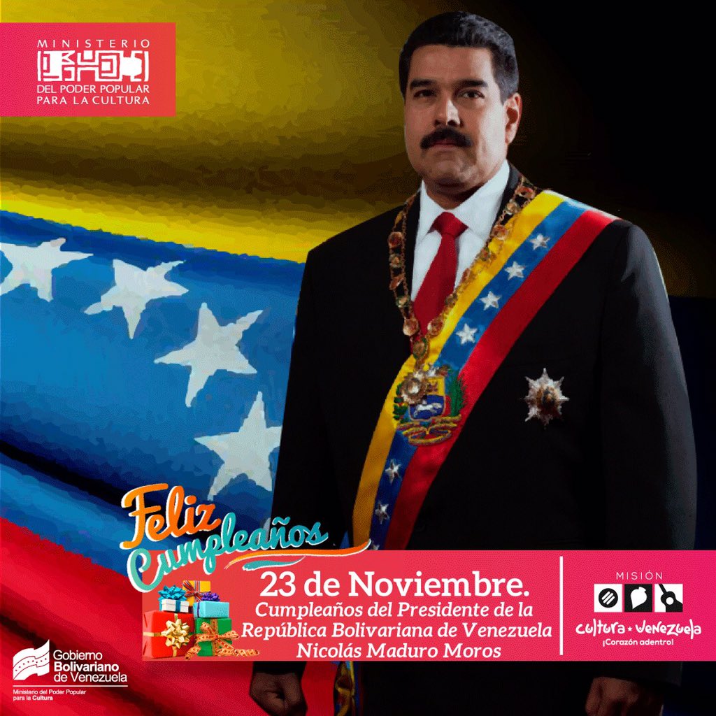 VillegasPoljak's tweet photo. Ahora @NicolasMaduro cumple 2 veces al año: los #23Nov y los #4Ago, día en que volvió a nacer tras magnicidio frustrado. #FelizCumpleañosNicolás. El mejor regalo: que c/1 de funcionarios bajo su mando estemos a altura del compromiso histórico con pueblo venezolano. ¡Venceremos! https://t.co/Ey5mOr4Asg