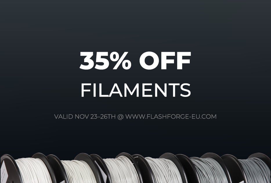 Don't miss our #BlackFriday &amp; #CyberMonday sale! Get up to 45% off #3Dprinters and up to #35% off #filaments. flashforge-eu.com