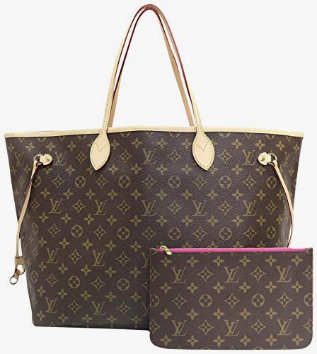 NEW! Chic Neverfull Style Canvas Woman Organizer Handbag Monogram Tote Shoulder Fashion Bag MM (Medium) Size with Pivoine Lining by Look At My Bags Featured on myhobohandbag.com/product/neverf… #Purses