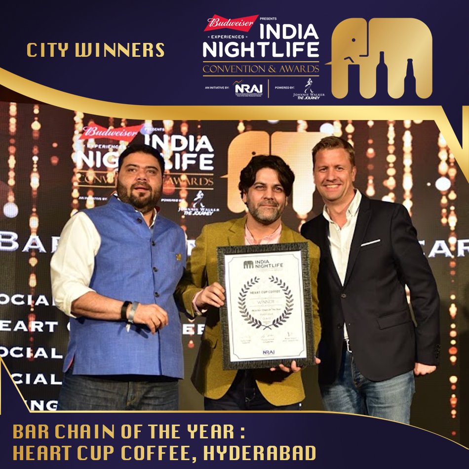 INCAwardsdotin's tweet photo. Why just one, when you can spread the joy across the country. Hearty congratulations to all the city winners of INCA “Best Bar Chain Of The Year” at #INCA2018 https://t.co/71D4zruX0i