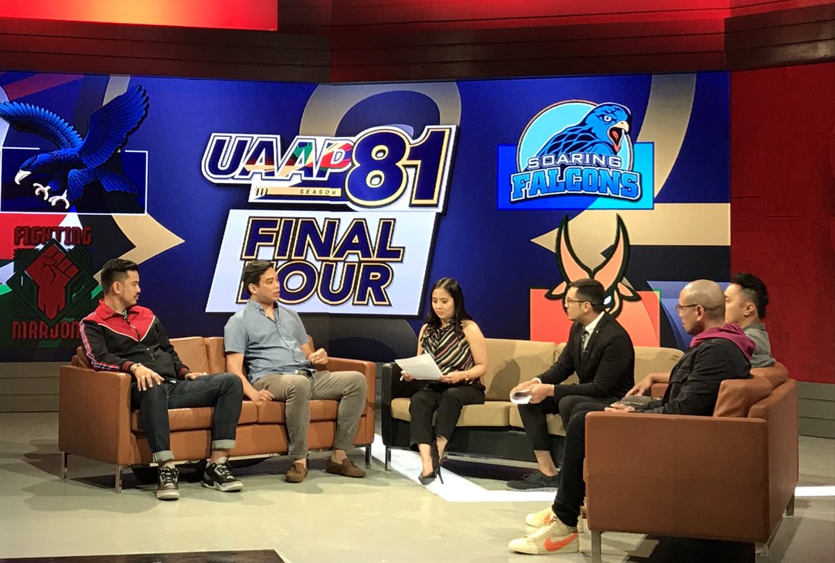 OneSportsPHL's tweet photo. As we approach the #UAAPSeason81 Final Four, #SportsCenterPH gathered @RenrenRitualo14, @mikoroldan, @joesilva18, and Xavy Nunag to talk about the matchups, their predictions, and more! 

Watch their full interview with @liadcruz and @AaronAtayde tonight at 9:30PM on ESPN5! https://t.co/5DmCTyCGyf