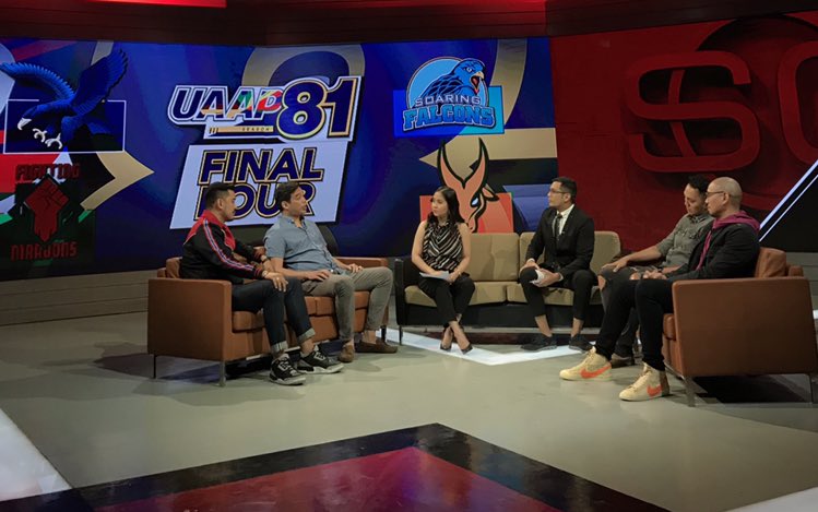 OneSportsPHL's tweet photo. As we approach the #UAAPSeason81 Final Four, #SportsCenterPH gathered @RenrenRitualo14, @mikoroldan, @joesilva18, and Xavy Nunag to talk about the matchups, their predictions, and more! 

Watch their full interview with @liadcruz and @AaronAtayde tonight at 9:30PM on ESPN5! https://t.co/5DmCTyCGyf