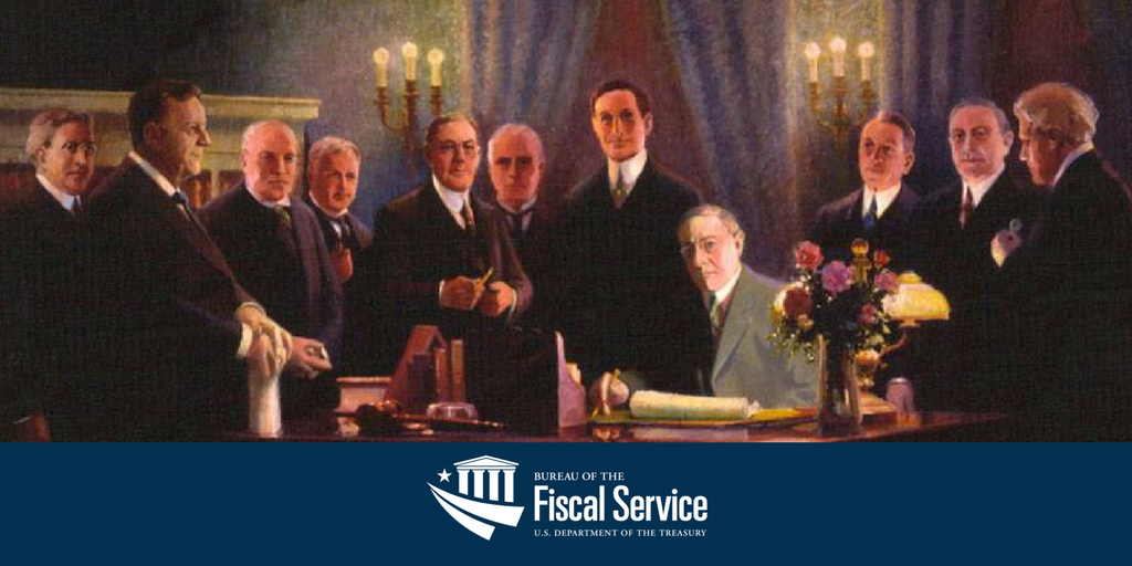 FiscalService's tweet photo. OTD: The @FRBservices (created in 1914 after legislation was passed in late 1913) were made fiscal agents for the @USTreasury with an effective date of January 1, 1916. #FunFiscalFact https://t.co/pmR8TI1iH8