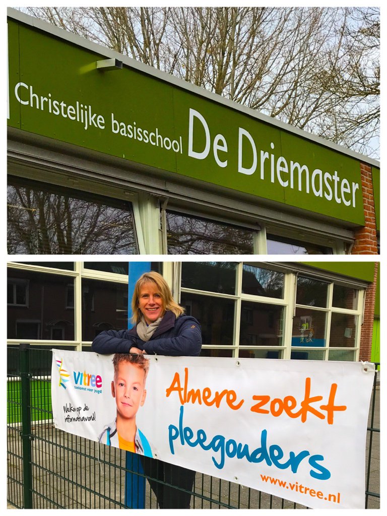 Met dank aan de gemeente <a href="/almere/">almere</a> heeft basisschool de Driemaster nu ook een mooi schoolhek! 
Dank directeur <a href="/suusben/">susan benning</a> dat jullie meedoen met de actie #DoneerJeSchoolhek 
We zoeken pleegouders in Almere zodat kinderen, waar nodig, dicht bij thuis en school kunnen worden opgevangen