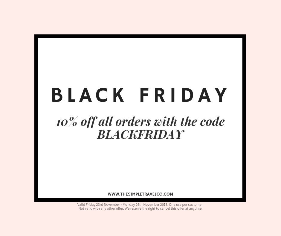 We’ve jumped on the Black Friday Bandwagon!

Shop at thesimpletravelco.com

#BlackFriday2018 #SmallBiz