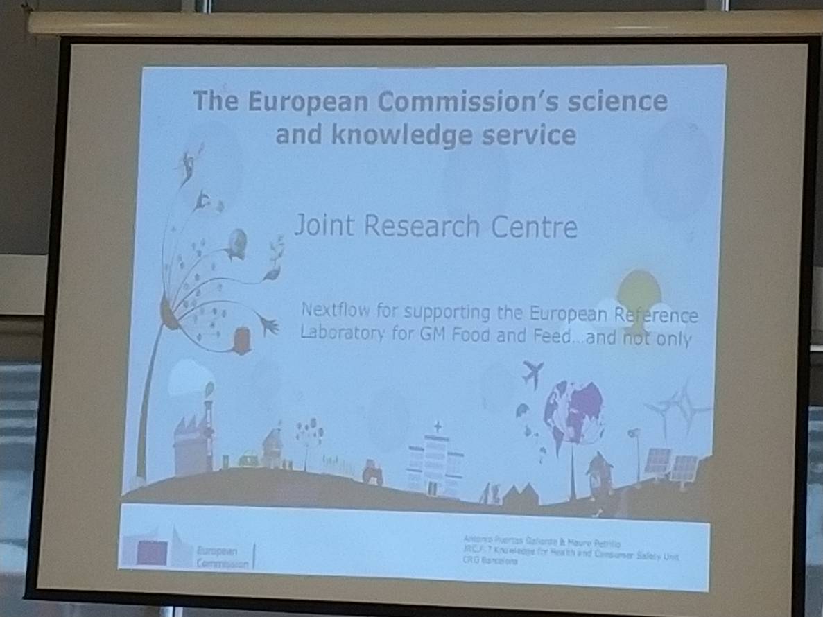 nextflowio's tweet photo. After the group picture, the last talk #nfhack18 session starts!!! Antonio Puertas Gallardo from the @EU_ScienceHub will present "Supporting the #European Reference Laboratory for GMO Food and Feed" #reproducibility #genomics #CRGtraining https://t.co/uzz5PzqoF5