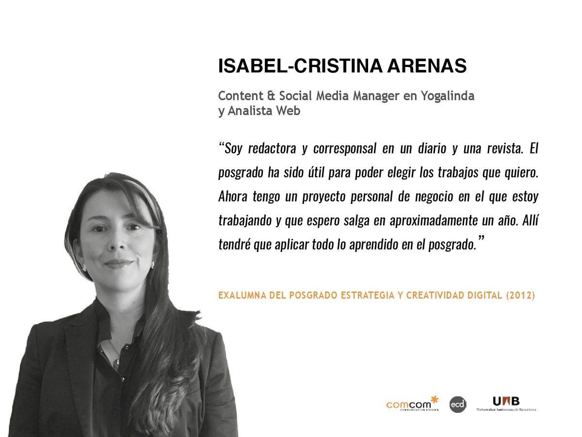 MasterECD's tweet photo. Si algo valora Isabel del #programaECD es la aplicabilidad de todo lo aprendido. Si tú también quieres una #formación adaptada al mundo real, no te lo pienses ¡Muchas gracias, Isabel! :) #TestimonialesECD https://t.co/sNhQreIOY3