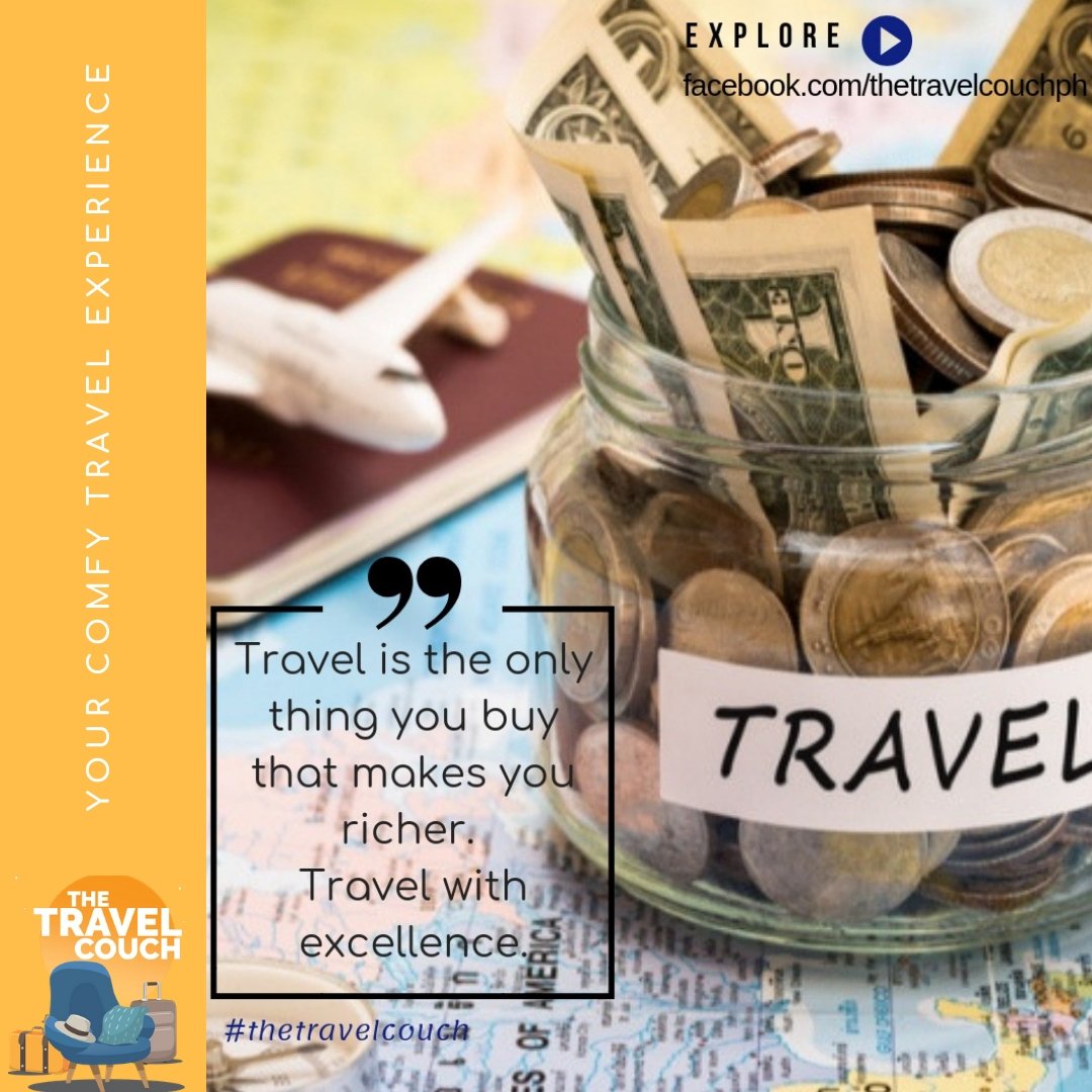 Travel is the only thing you buy that makes you richer.
Travel with excellence.
#wanderlust #adventureseeker #doyoutravel #travelmore #goexplore #wonderfulplaces #lovetotravel #adventurethatislife #travel #roamtheplanet #travelagency #travelqoute #thetravelcouchph #comfytravel